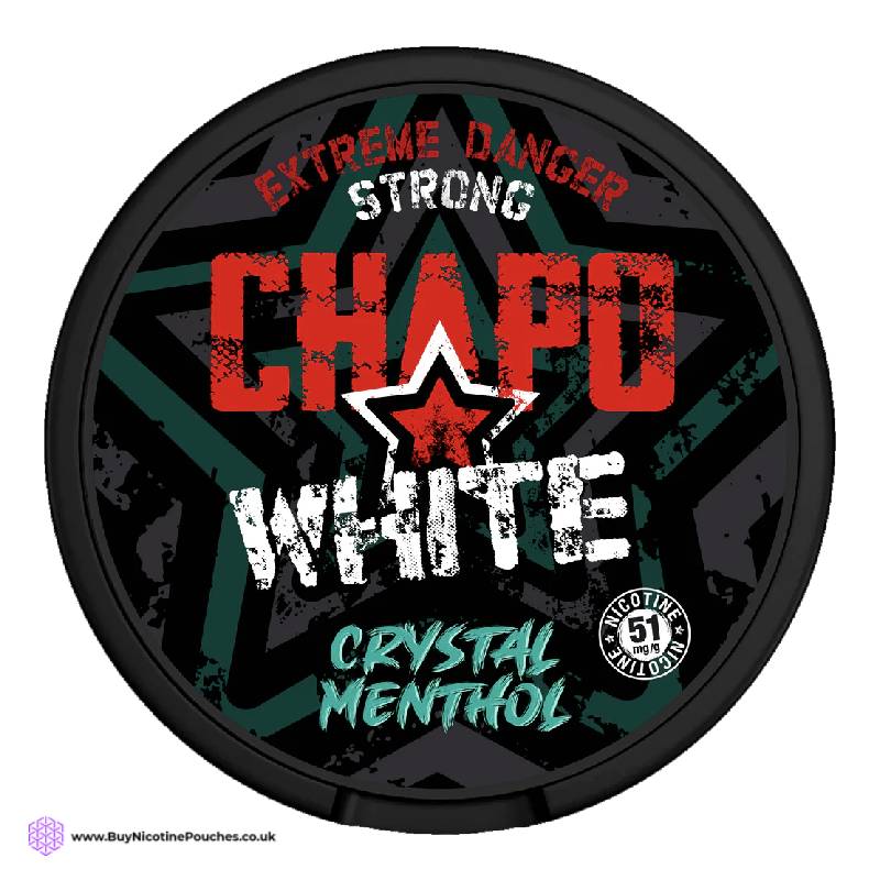 Crystal Menthol Danger Strong Nicotine Pouches by Chapo White